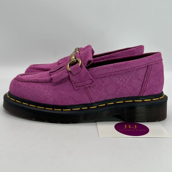 Dr. Martens Women's Adrian Snaffle Suede Kiltie Loafers Thrift Pink Size 5 - Picture 4 of 11